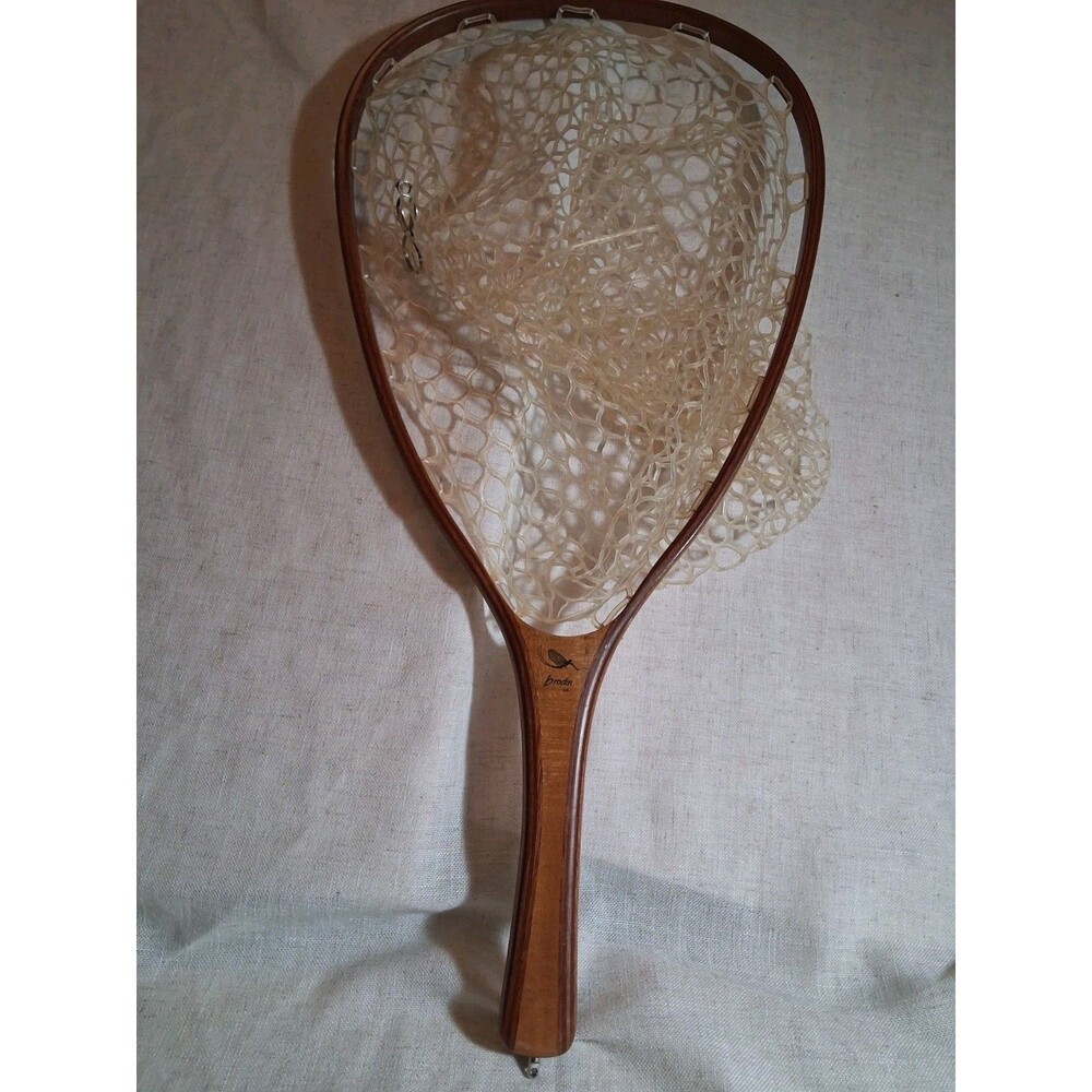 Vintage Brodin Wooden Fly Fishing Net Total  27 Inches Hard Wood Beautiful